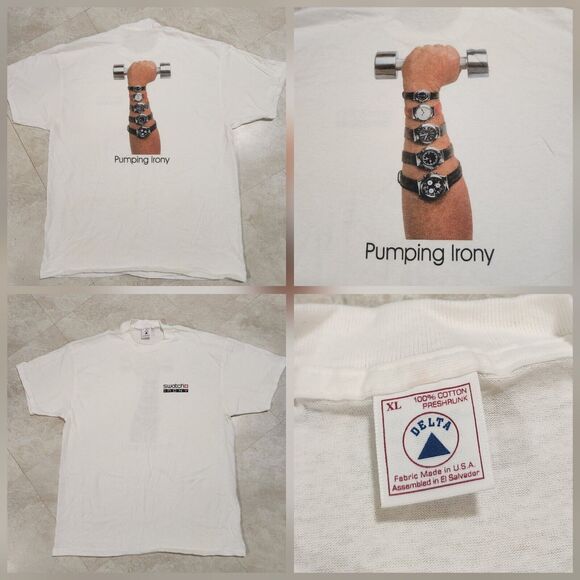 VTG 90s Swatch Irony Mens XL Single Stitch Watch Promo T Shirt USA Made RARE